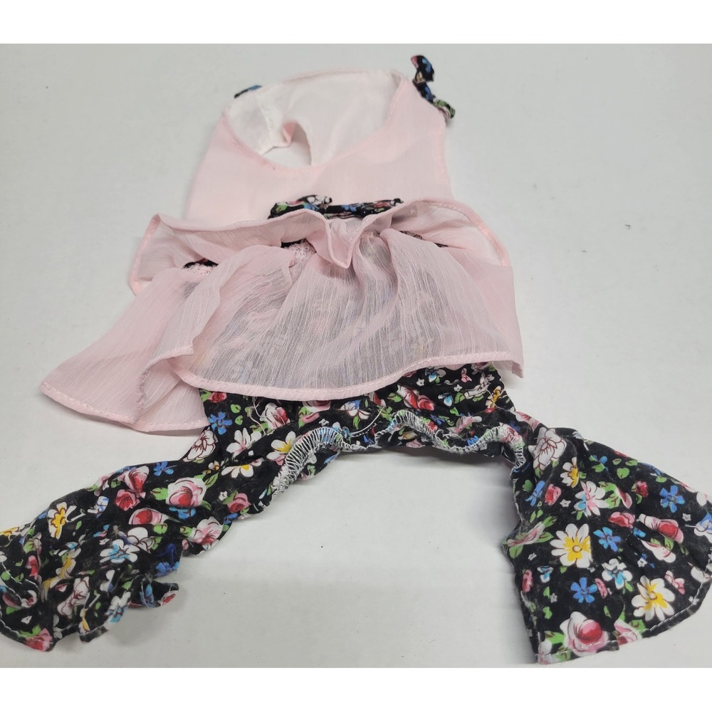 Chic Dog Pink Floral Ruffle Jumpsuit Small Pet Outfit Sleeveless Flared Pants